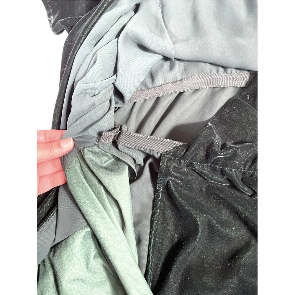Lauren Ralph Lauren Plus Size 18W Green Velvet Faux Wrap Cocktail Dress - Picture 5 of 13